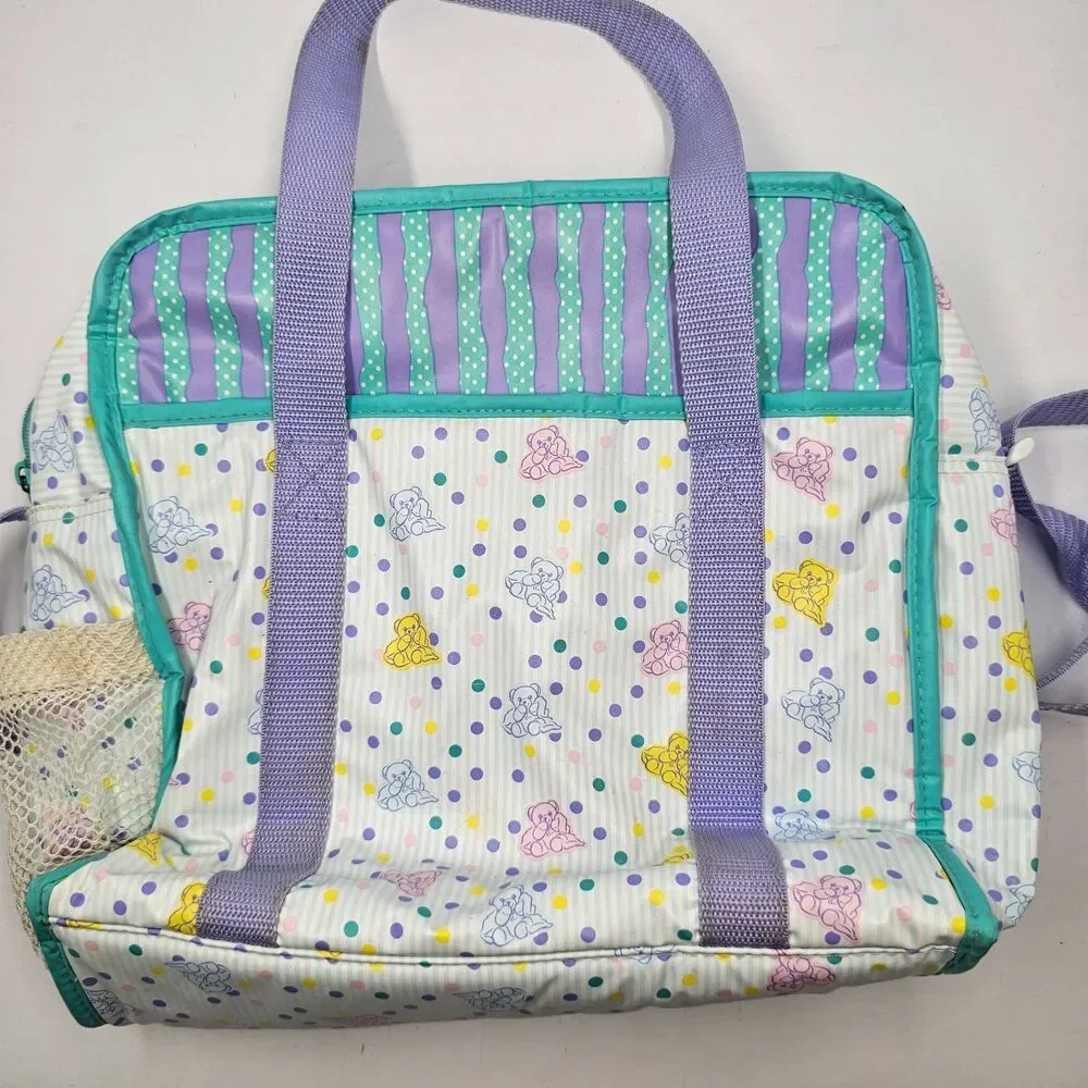 Vintage Vinyl Ross Pediatrics Similac Diaper Bag Teddy Bears Pastel 90s Straps